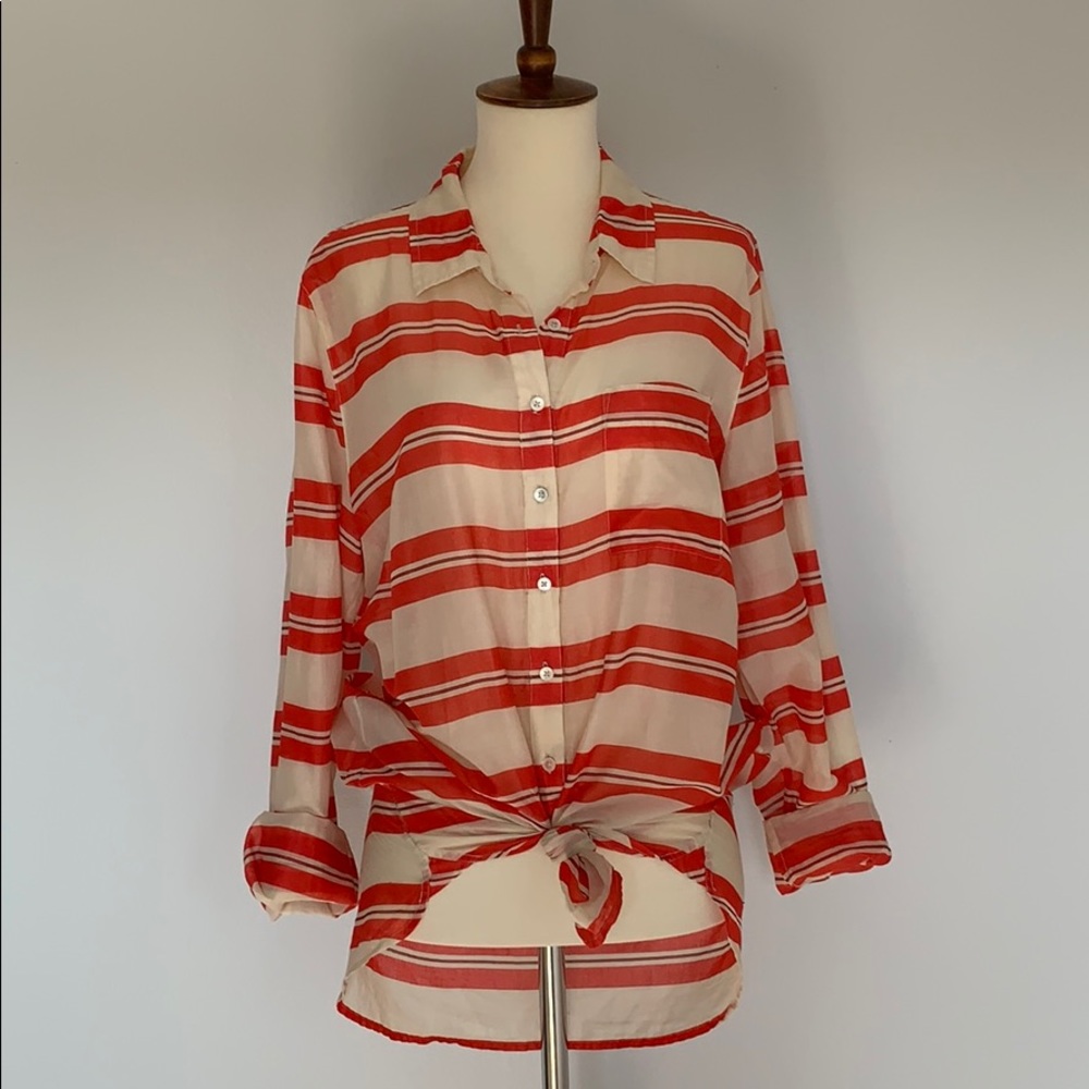 JCrew Semi Sheer Cotton Oversized Shirt Large